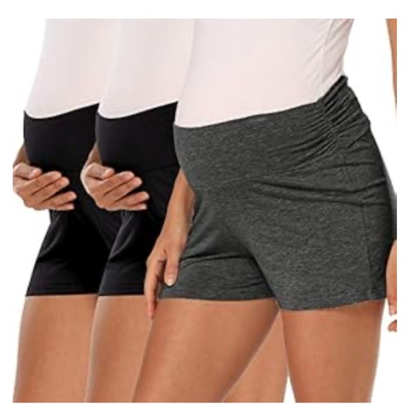fitglam Stretchy Maternity Shorts Black Dark Heather Grey Set of 3 size M - Picture 1 of 5